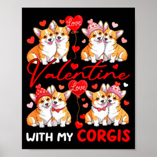 Valentine With My Corgis Couple Dogs Costume Owner Poster