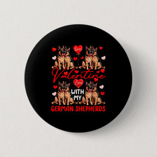 Valentine With My German Shepherds Couple Dogs Cos 6 Cm Round Badge
