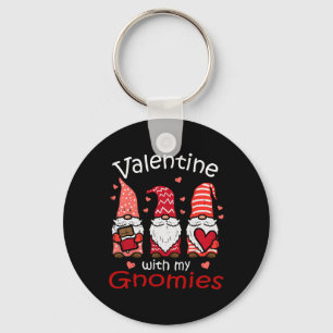 Valentine With My Gnomies Funny Valentines Day Gno Key Ring