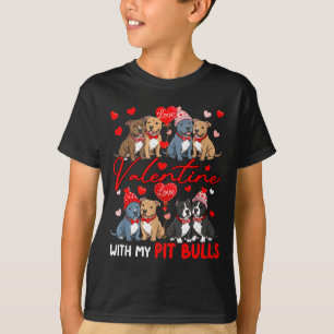 Valentine With My Pit Bulls Couple Dogs Costume Ow T-Shirt