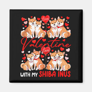 Valentine With My Shiba Inus Couple Dogs Costume O Magnet