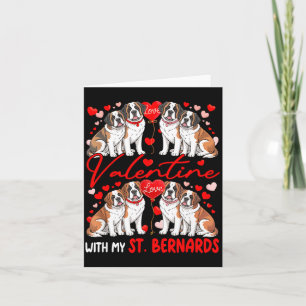 Valentine With My St. Bernards Couple Dogs Costume Card