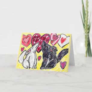 Valentine wolf howling holiday card