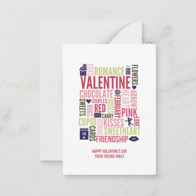 Valentine Words Classroom Valentine Card 100pk (Front)