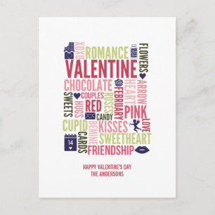 Valentine Words Valentine's Day Postcard
