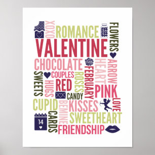 Valentine Words Valentine's Day Poster Sign
