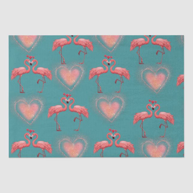 Valentine Wrapping Paper - Flamingo- Retro (Front)