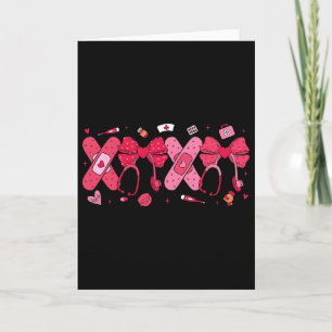 Valentine Xoxo Coquette Bow Stethoscope Nurse Girl Card