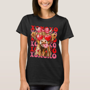 Valentine Xoxo Highland Cow Cute Coquette Bow West T-Shirt
