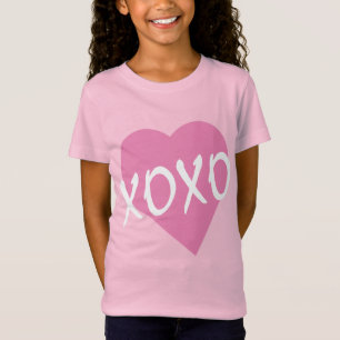 Valentine XOXO Hugs Kisses Pink Heart Pink T-Shirt