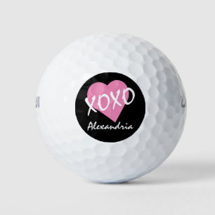 Valentine XOXO Pink Heart Golf Balls