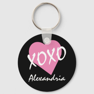 Valentine XOXO Pink Heart Key Ring