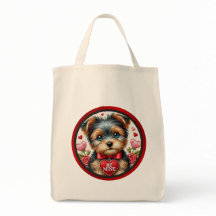 Valentine Yorkie Be Mine Reusable Grocery Bag