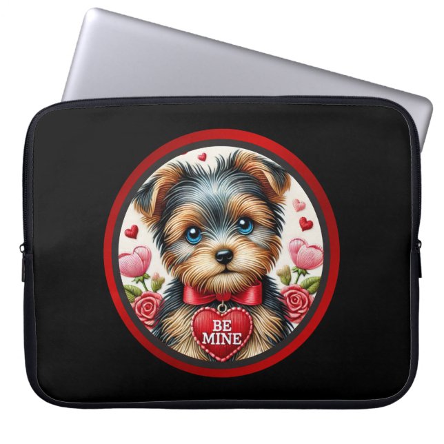 Valentine Yorkie Love 15-Inch Laptop Sleeve (Front)