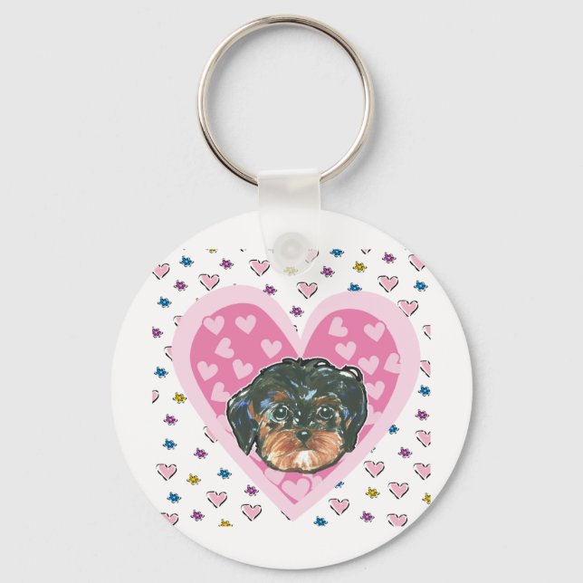 Valentine Yorkie Poo Key Ring (Front)