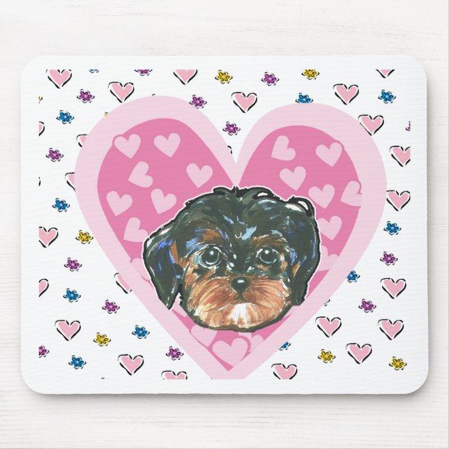 Valentine Yorkie Poo Mouse Mat (Front)
