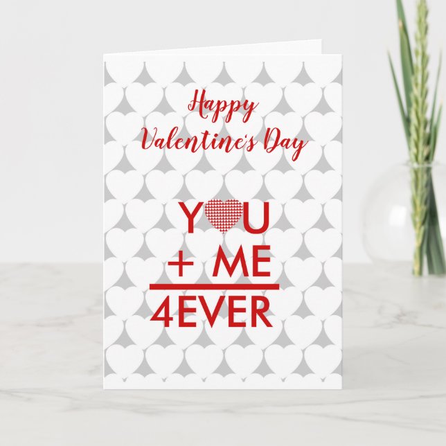 Valentine, you and me forever personalised holiday card (Front)
