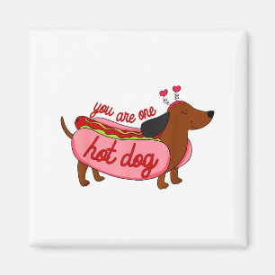 Valentine You Are One Hot Dog Cute Dachshund Wiene Magnet