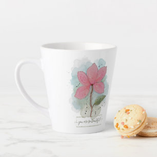 Valentine You Are So Beautiful Watercolor Flower Latte Mug