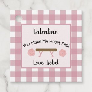 Valentine You Make My Heart Flip Gymnastics Favour Tags