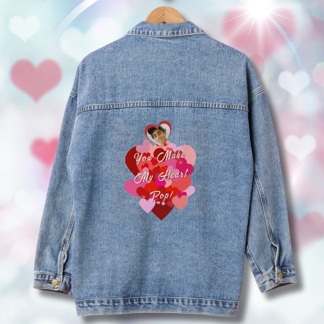 Valentine You Make My Heart Pop Denim Jacket (Creator Uploaded)