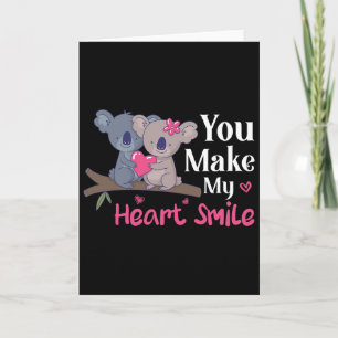 Valentine You Make My Heart Smile Koala Valentine' Card