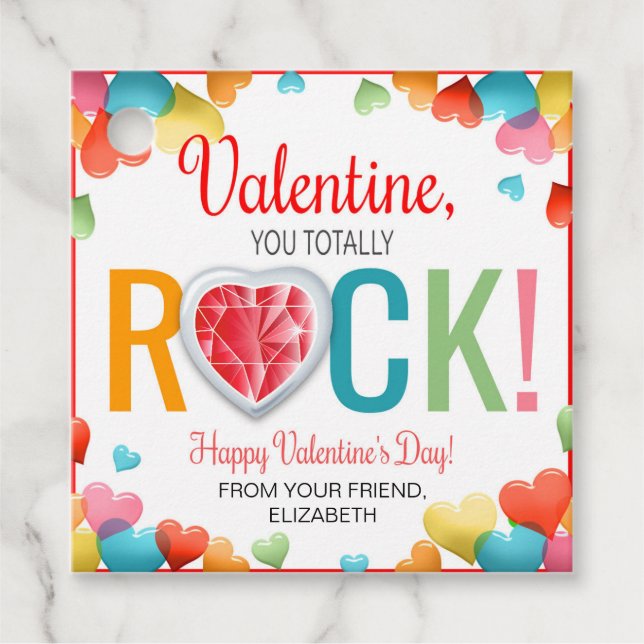 Valentine You Rock Gift Tag (Front)