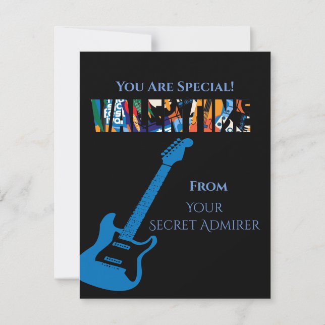 Valentine You Rock Red Guitar Kids Valentine's Day Card (Front)