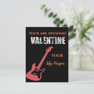 Valentine You Rock Red Guitar Kids Valentine's Day Card
