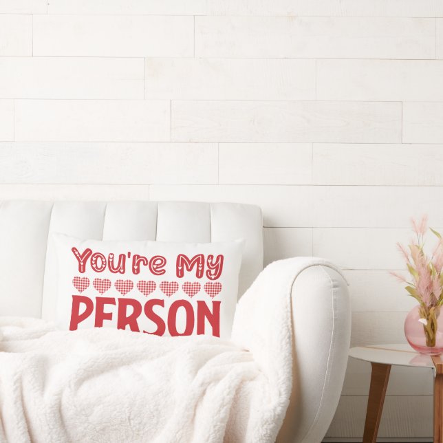 Valentine You're My Person Red on White Lumbar Cushion (Couch)