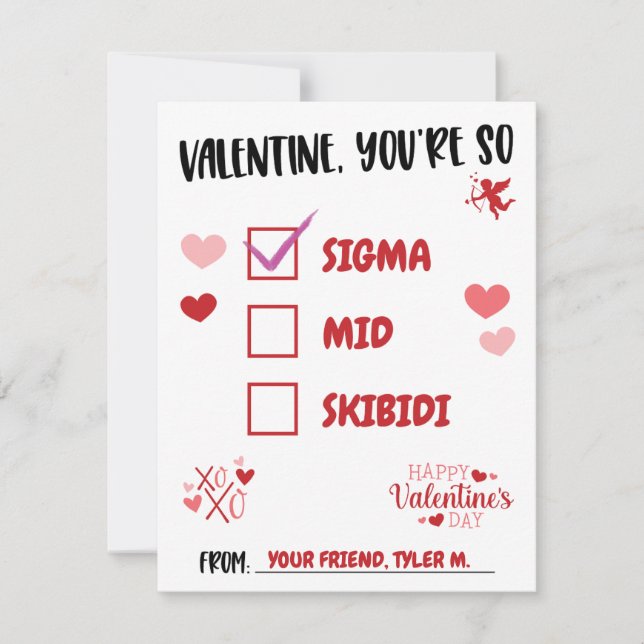 Valentine, You're so Sigma! Teen Valentine's Day Invitation (Front)