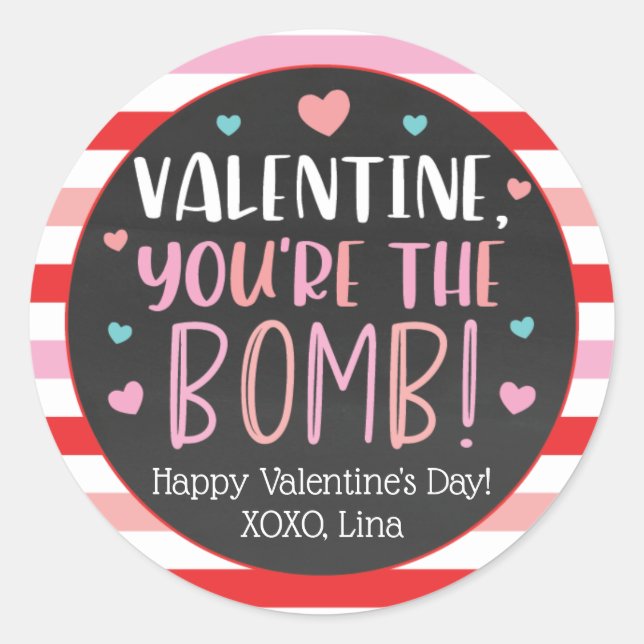 Valentine, You're The Bomb Stickers (Front)
