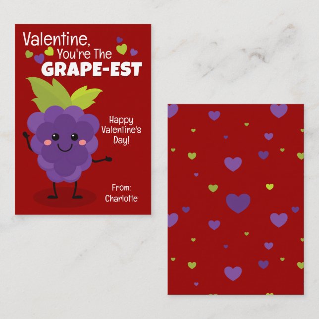 Valentine, You're The Grape-Est Card (Front/Back)