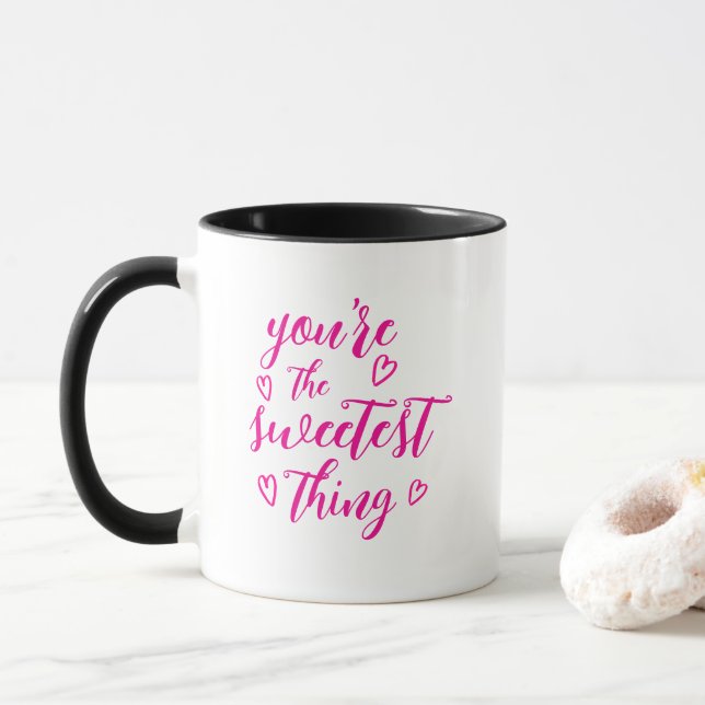 Valentine You're the Sweetest Thing Knock Out Pink Mug (With Donut)