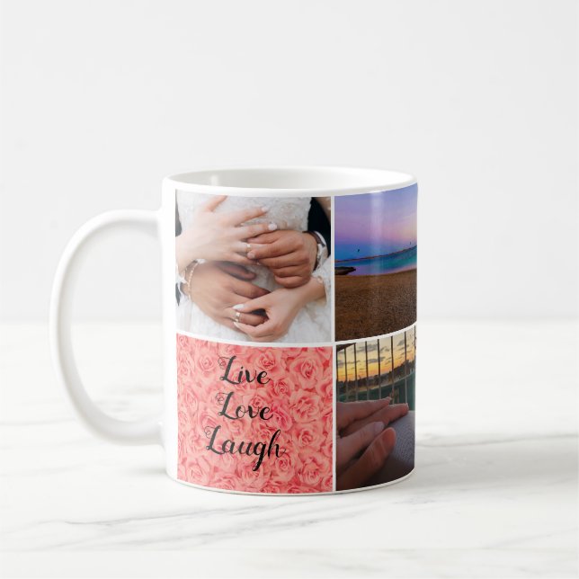 valentines 8 photos collage instagram wedding coffee mug (Left)