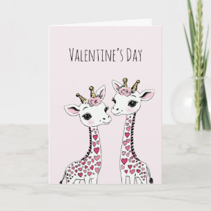 Valentines Adorable Giraffes Valentines Card