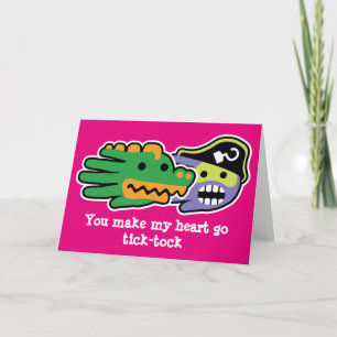 Valentine's alligator and captain hook holiday card