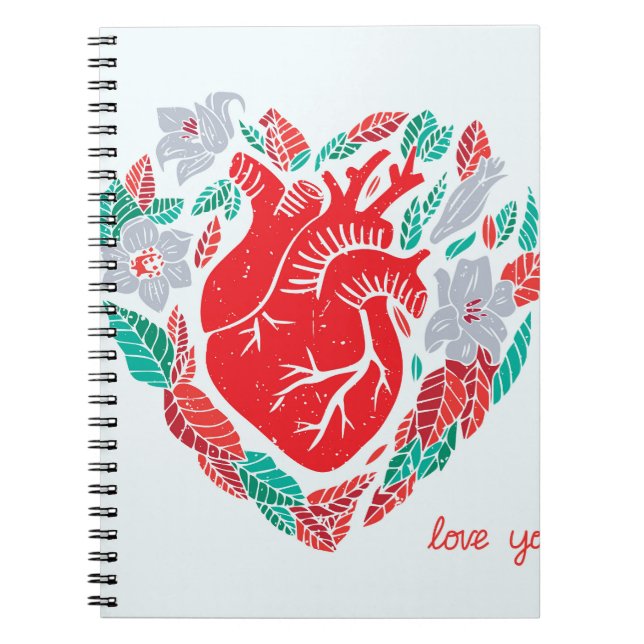 Valentine's Anatomical Heart: Unique Card Notebook (Front)