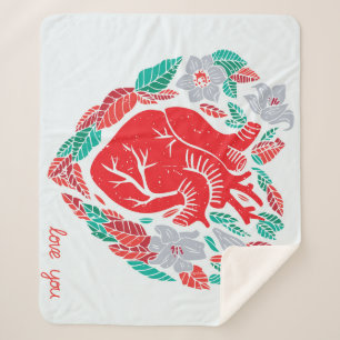 Valentine's Anatomical Heart: Unique Card Sherpa Blanket