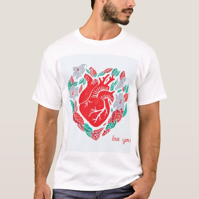 Valentine's Anatomical Heart: Unique Card T-Shirt (Front)