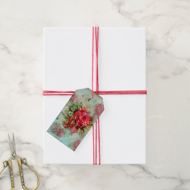 Valentines And Roses - Gift Tag (With Twine)