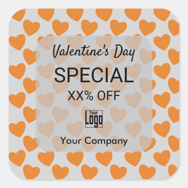 Valentine's Announcement on Marketing Collateral Square Sticker (Front)