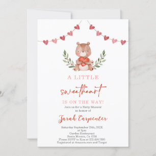 Valentines Baby Shower Bear Invitation