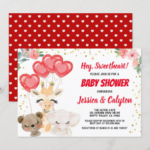 Valentine's Baby Shower By Mail Cute Animals Masks Invitation