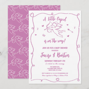 Valentines Baby Shower Cupid Girl Pink Love Invitation