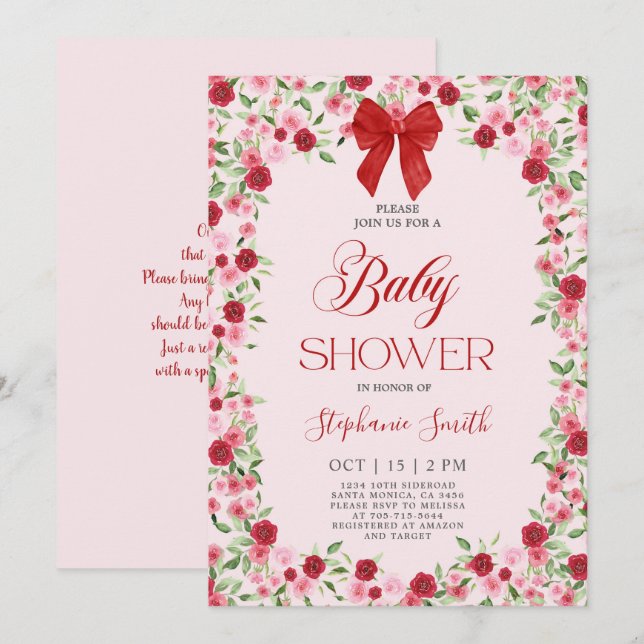 Valentines Baby Shower  Invitation (Front/Back)