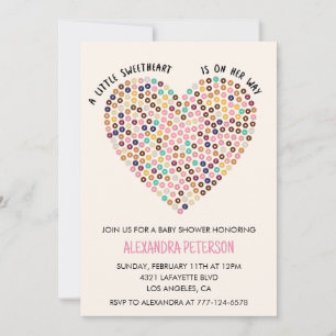 Valentines baby shower invitation doughnut heart