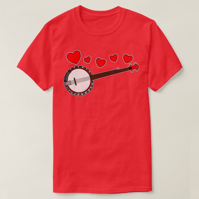 Valentines Banjo Banjoist Wedding Musician T-Shirt (Design Front)