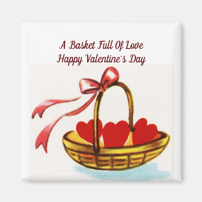 Valentine's Basket Square Magnet (Front)