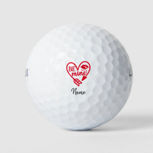 Valentine's Be Mine with red heart to golfer  Golf Balls